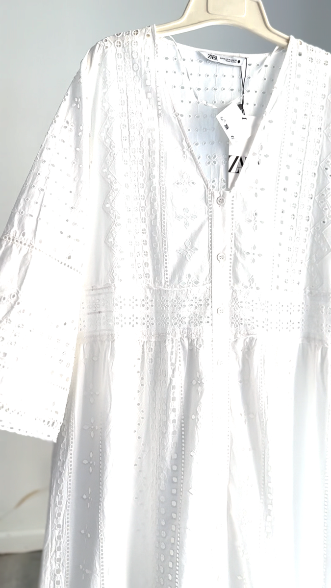 sachin and babi light blue dress Zara Openwork Embroidered Shirt Dress worn by Alex as seen in 90 Day Fiancé  (S11E17) main image 1