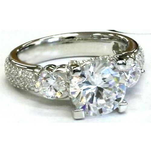 2Ct Lab Created Radiant & Baguette Diamond Engagement Ring 14k White Gold Finish