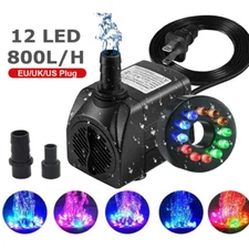 Submersible Water Pump with 12 LED 16W Lights for Fountain Pool Garden Pond Tank