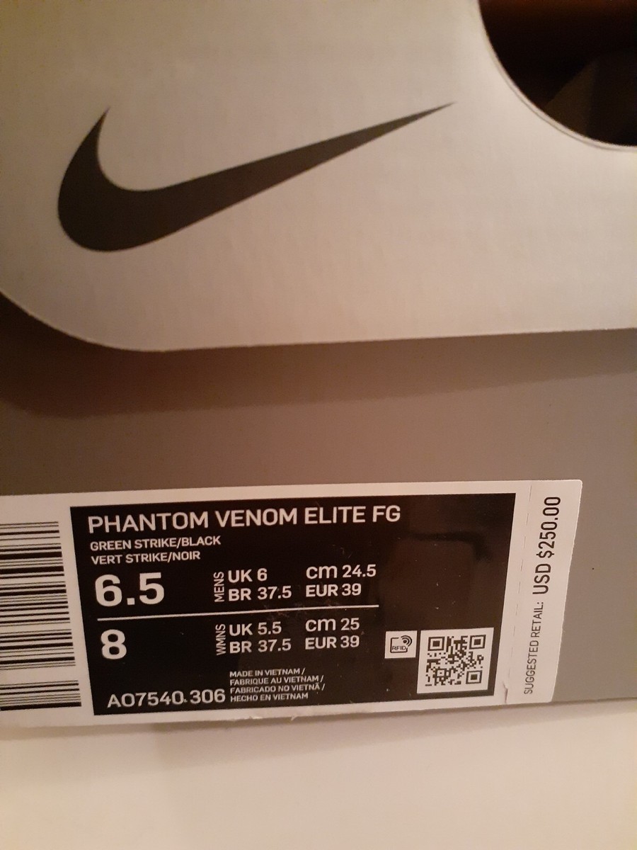 Nike Phantom Venom Elite FG Green Strike ACC Size 6.5 Soccer
