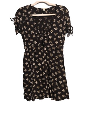 American Eagle Outfitters Womens Mini Dress M Black Cutout Short Sleeve  Floral | eBay