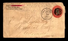 1886 FallRiver Mass Crsp Cncel / Intrsting NegativeCrk / Minor Creasing - L29832