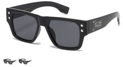 LOCS Gangster Style Square Flat Top LOCS Logo Temple Black Tinted Lens Sunglass