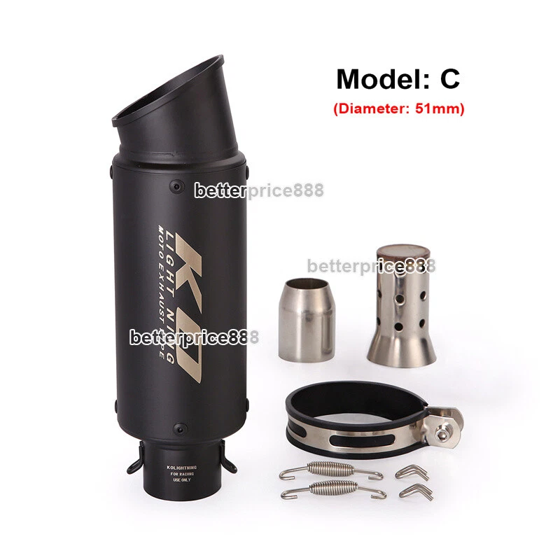 60~51mm Motorcycle Street Bike Exhaust Muffler Pipe Black Silencer Tail Escape - image 4 of 4