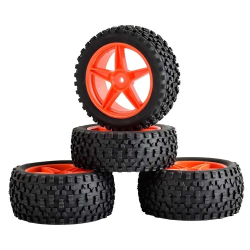 RC Rubber Tires & Plastic WheeI 2 Front 2 Behind For HSP 1:10 Buggy - Picture 5 of 14