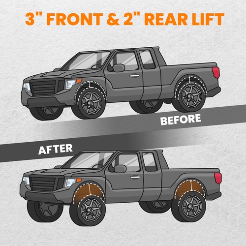 3'' ANTERIORE+2'' POSTERIORE SHACKLE LIVELLAMENTO LIFT KIT for NISSAN XTERRA 2WD - Imagen 4 de 12