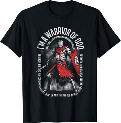 NEW LIMITED I'm A Warrior Of God Christian Knight Quote T-Shirt