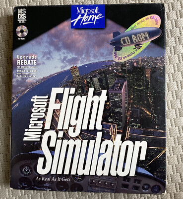 Microsoft Flight Simulator 5.1 CD (PC, Vintage 1995) CD-ROM MS-DOS w/ Box USA/CA