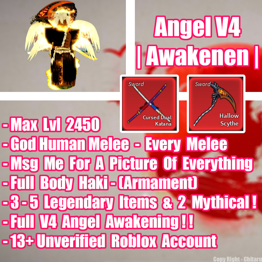 Blox Fruit Account Lv:2450Max  Angel V4 - Fall Awaken ICE