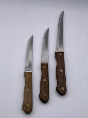 Vintage TRAMONTINA INOX BRAZIL 3 PIECE KNIFE SET- Steak (2), Boning