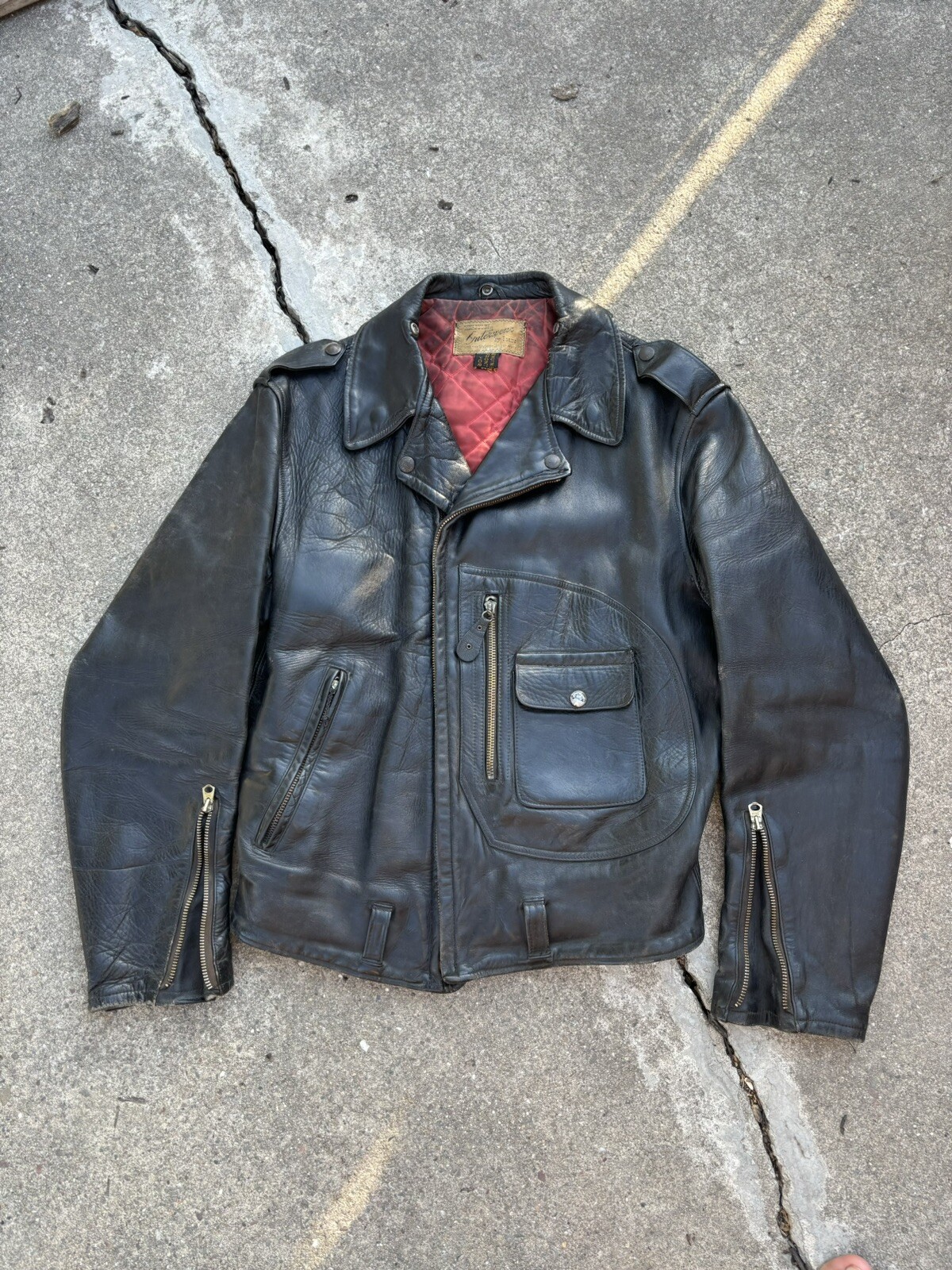 1950s Sears Hercules D Pocket Horsehide Motorcycle Leather Jacket  Vintage