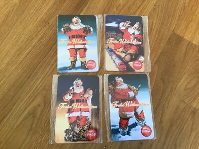 4 Blechschilder Coca Cola Weihnachtsmann Postkarten Santa Burger King 14 x 9 cm