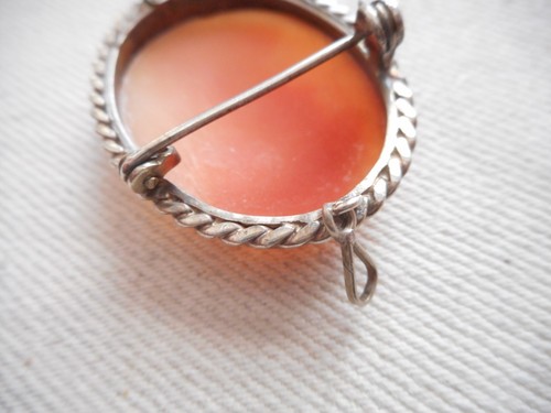 Broche o colgante vintage Rope Edge 800 plata cameo 980T - Imagen 4 de 8