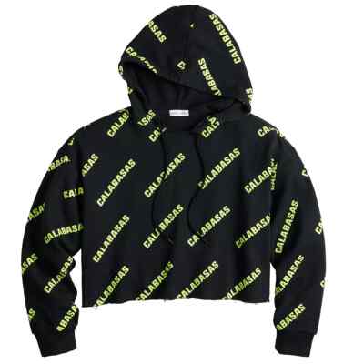 Kendall Kylie Juniors' Calabasas Cropped Boxy Pullover Hoodie