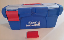 LOWES BUILD AND GROW Kids Youth tool box work build blue with tool, apron etc