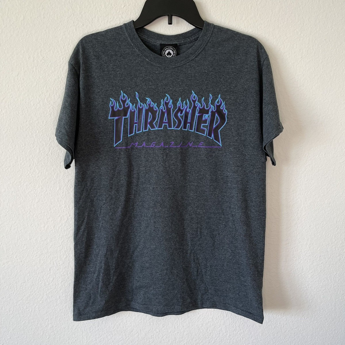Grey Thrasher Shirt Blue And Purple Thrasher Magazine Classic Fire