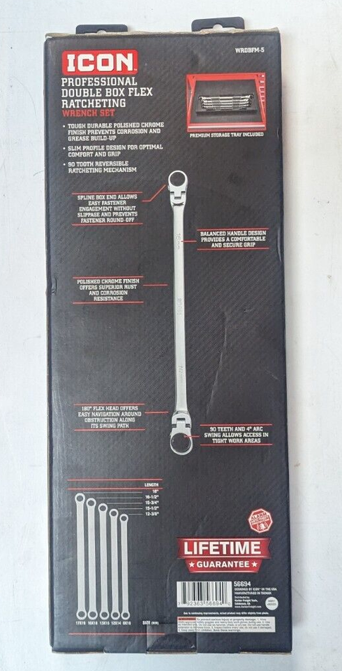 Icon Double Box Long Ratcheting ICON 5pc MM Professional Double Box Flex Ratcheting Wrench Set WRDBFM-5 ...