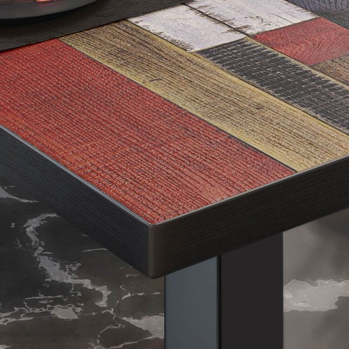 BM Bistrotisch | 60x60xH77cm | Vintage Bunt/Edelstahl | Bistro Tisch Esstisch - Bild 3 von 6