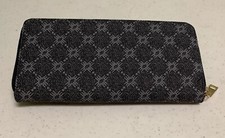 Zip Around Full Size Wallet-Gray With Design-2 Sections  Middle Zip Pocket NEW