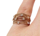 Rose Gold Over 925 Silver  White Cubic Zirconia Wired Band Ring Sz 5  RG2957
