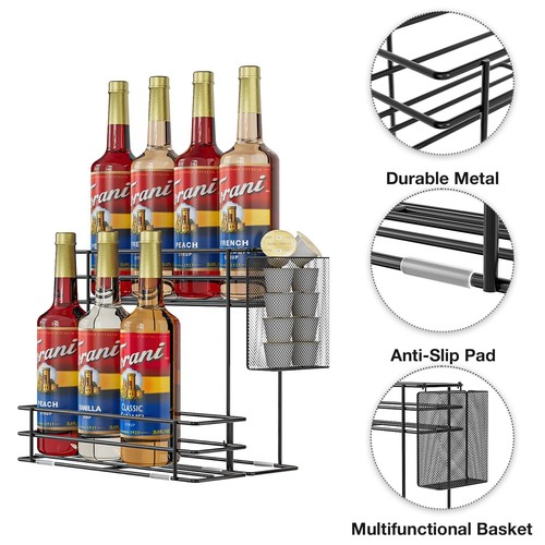 Organizzatore Sciroppo Caffè Rack 8 Portabottiglie Sciroppo Supporto per Caffè Bar - Foto 4 di 6