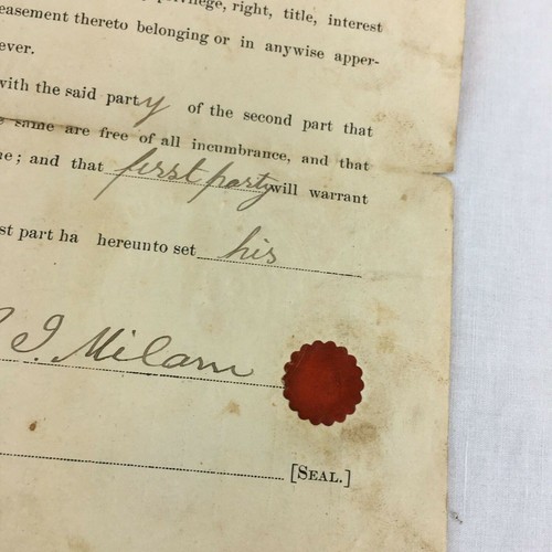 Escritura de propiedad inmobiliaria original de 1893 Marion County Florida antigua u - Imagen 7 de 12