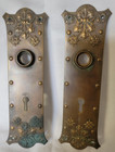 2 Art Nouveau Brass Door Plates Norwalk "Trilby" C.1899 Wrought Pattern H-27000