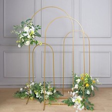 4 Gold Metal Floral Display Frame Round Top BACKDROP STAND Arch Set Party Events