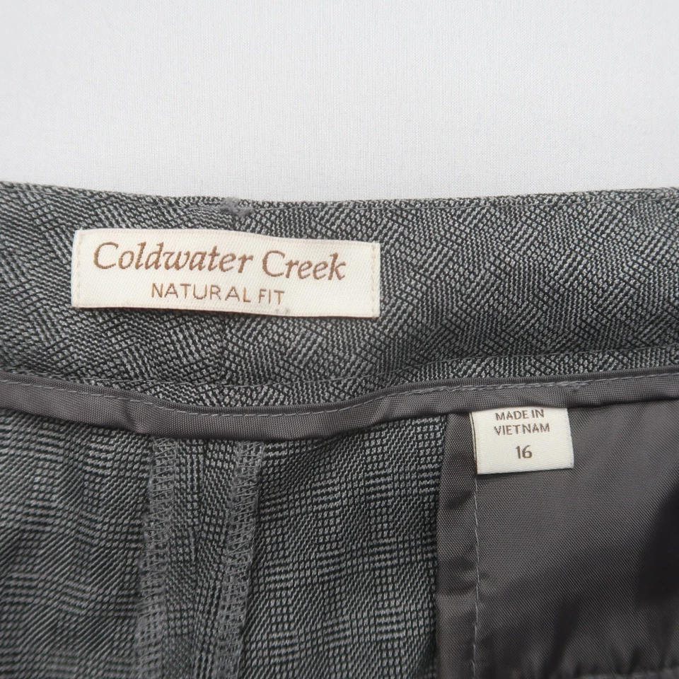 Pantalones de vestir Coldwater Creek para mujer 16 gris calce natural pierna ancha elástica carrera Foto 4 de 4