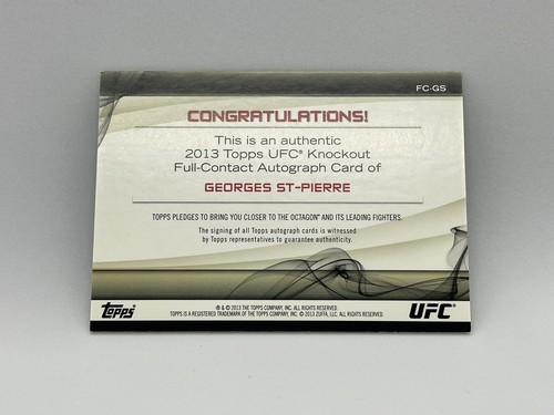 Topps UFC George St Pierre Auto /75 GSP Silver Ink RARE Ufc Knockouts 2013 - Picture 7 of 9