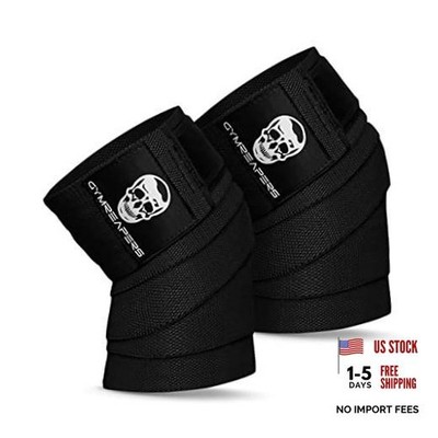 Knee Wraps for Squats and Powerlifting 72 Inch Compression Wraps with Black