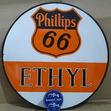 Phillips 66 Ethyl Porcelain Enamel Sign 30 X 30 Inches 1 sides