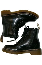 Dr. Martens Kid’s Black  Leather Lace Up Combat Boots Size 12w -Bouncing soles