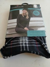Cuddl Duds Fleeecewear with Stretch Long Sleeve Crew Black Plaid Size Large