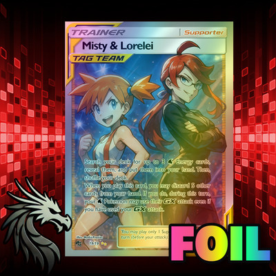Pokemon Full Art Misty & Lorelei FOIL  Altered Art Custom Playtest Card