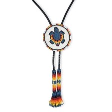 Handmade Beaded Bolo Tie,Native American Style Cz Seed Beads Bolo Tortoise