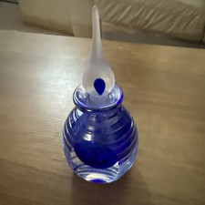 Vintage Cobalt Blue Saks Fifth Ave Crystal Perfume Bottle Art Glass