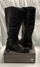 Style & Co. Women's Knee-High Boots Wide Calf Buckle Black Leather Size 8 New