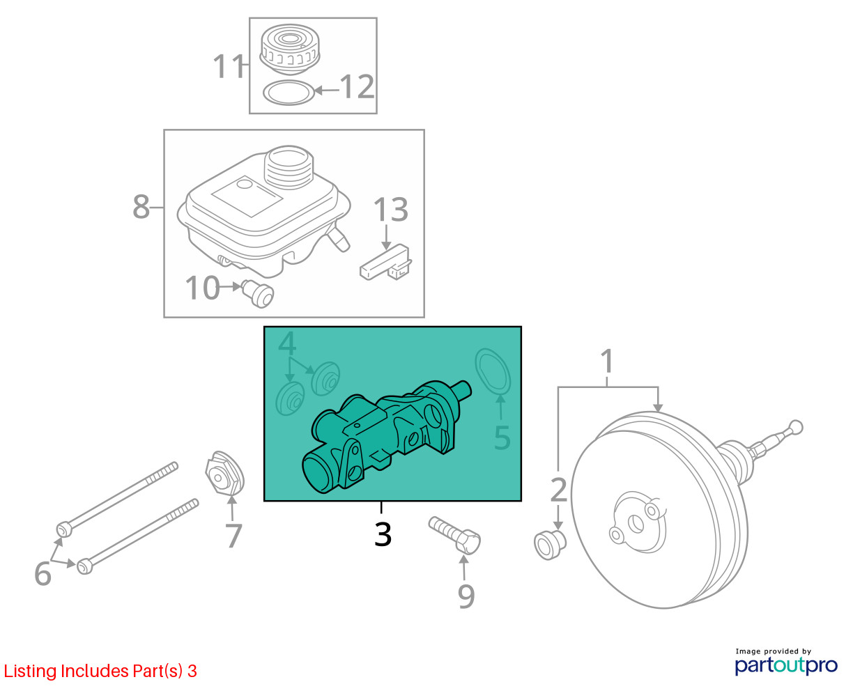 2008-2015 Audi R8 v10 Oem AWD 5.2L MASTER BRAKE CYLINDER 3D0611021