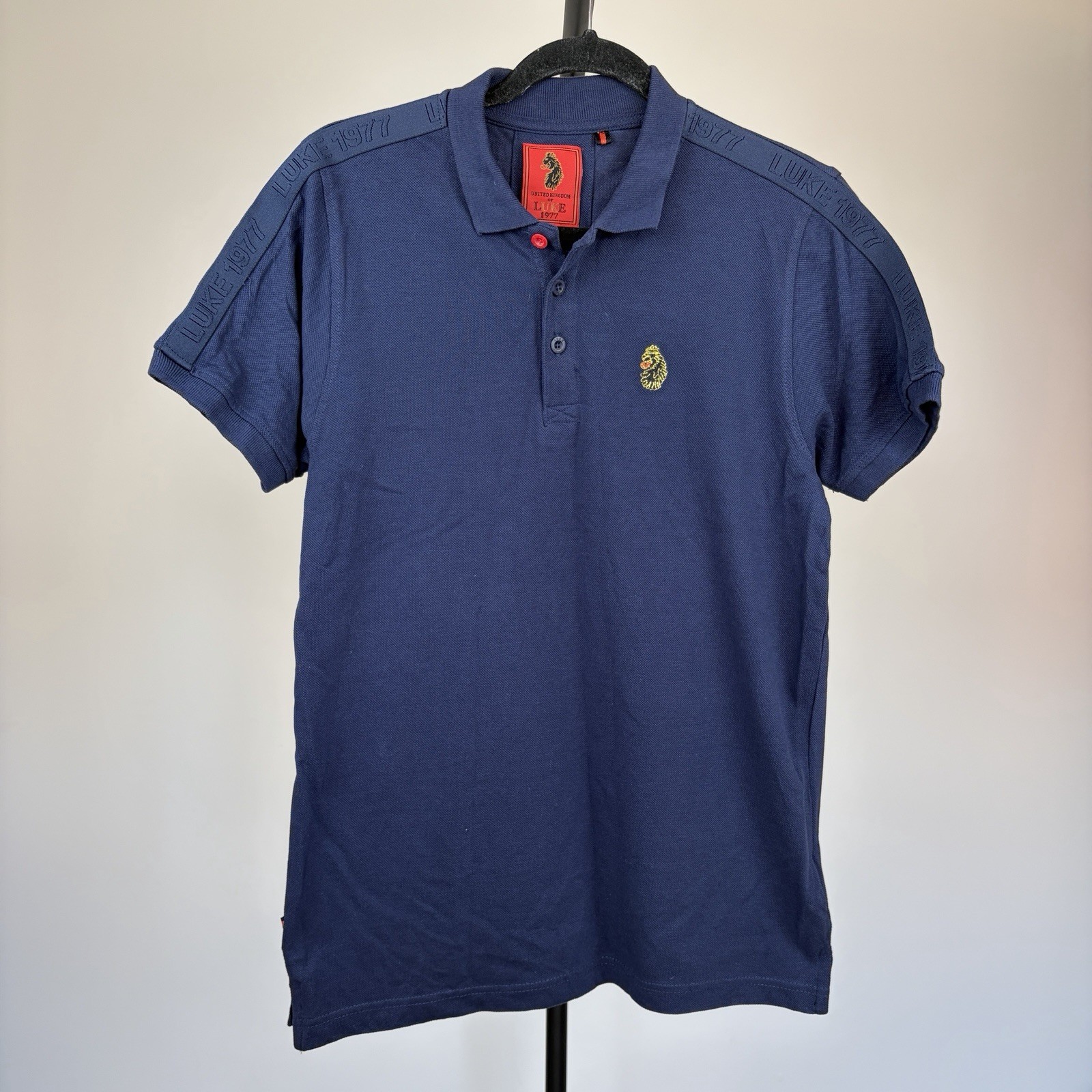 Luke 1977 Navy Blue Polo Shirt with Embroidered Logo Size Small