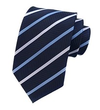 Men's Modern Striped Patterned Formal Ties College One Size Navy Blue White