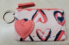 Vera Bradley Zip ID Case Badge Holder Key Ring Hearts NWOT VBF17