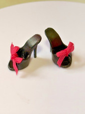 Barbie Basics Black with Pink Ribbons Open Toe Heels Shoes Mules