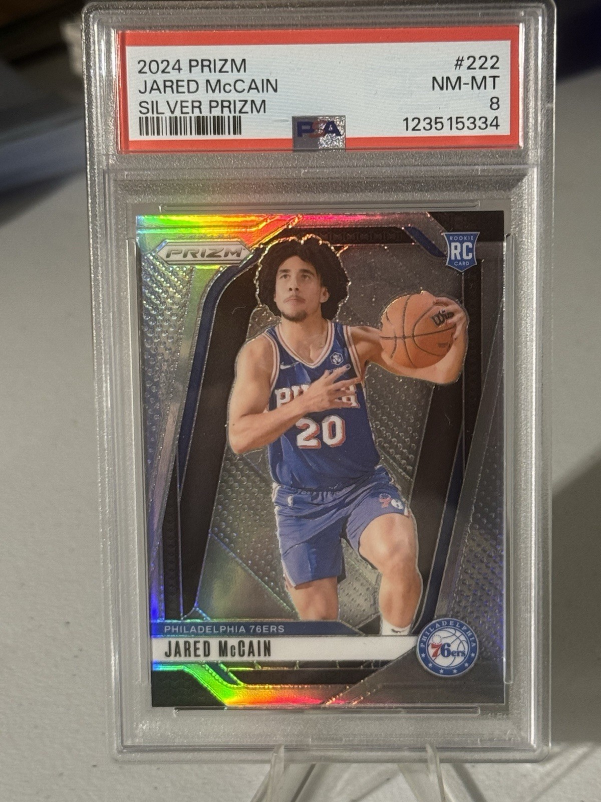 2024-25 Prizm Jared McCain Silver RC #222 PSA 8🔥🔥🔥🔥