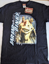 VINTAGE STAR WARS JAR JAR BINKS T SHIRT SIZE L 90s Y2K DEAD STOCK BRAND NEW RARE