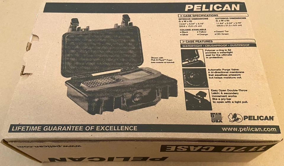 Estuche PELICAN 1170 DESERT TAN con espuma #1170-000-190 EE. UU. Nuevo en caja Foto 3 de 4