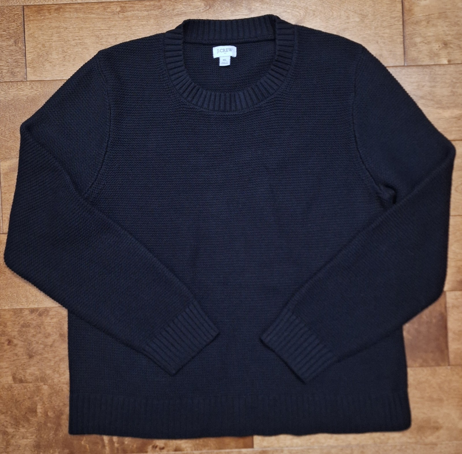 J.CREW Men's XL Black Pullover Crew-Neck Sweater Long-Sleeve EUC