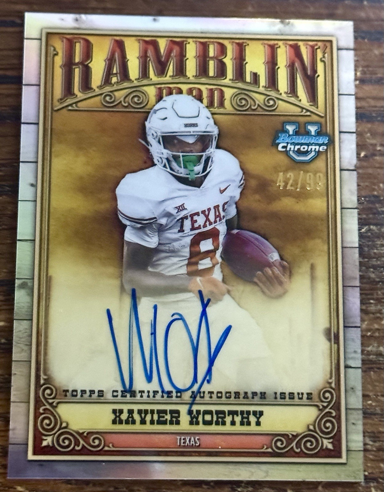 2023 Bowman U Chrome Xavier Worthy Ramblin Man On Card Auto /99 #RMA-XW