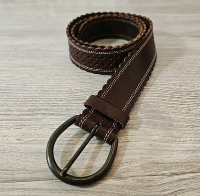 Aeropostale Womens Scalloped Floral Perforated Genuine Leather Belt Sz Small 32