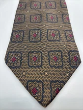 Giorgio Armani Cravatte Silk Tie 56x4 Wide Medallion Brown Gold Italy